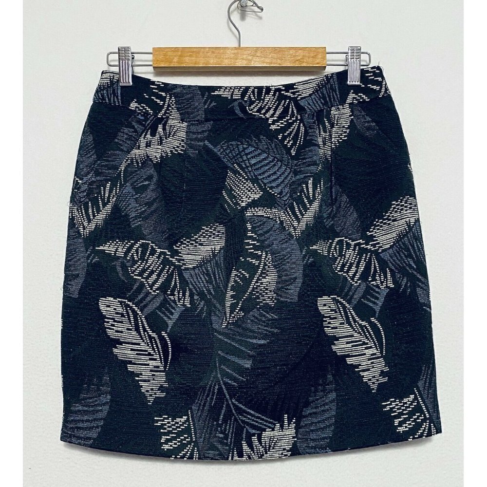 Caroll Skirt Womens 38 Small Black Floral Jacquard Mini Pockets Lined Y2K Boho